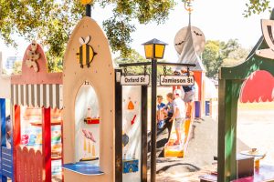 Bulimba Memorial Park playground play street signs