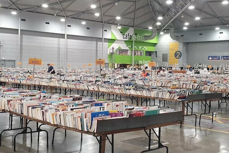 Tables of second hand books at Lifeline Bookfest Brisbane.