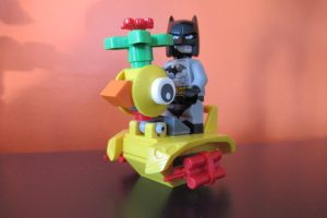 A Lego duck and Batman at Coffee n Bricks Cafe.