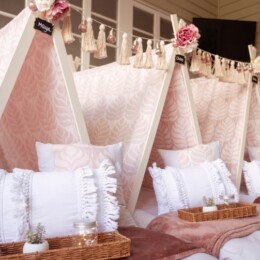 Teepee Fun & Dreams Boho slumber party tents.