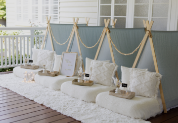 Teepee Fun and Dreams white sleepover tent hire.