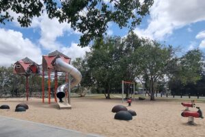Playground with sand base at Crestmead Park.