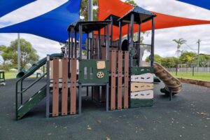 Small fort and shade sails at Ducie Street Park.