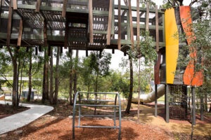Billubera park Yarrabilba climbing element and maze bridge