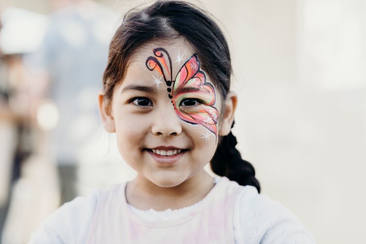 image of girl with face painted.