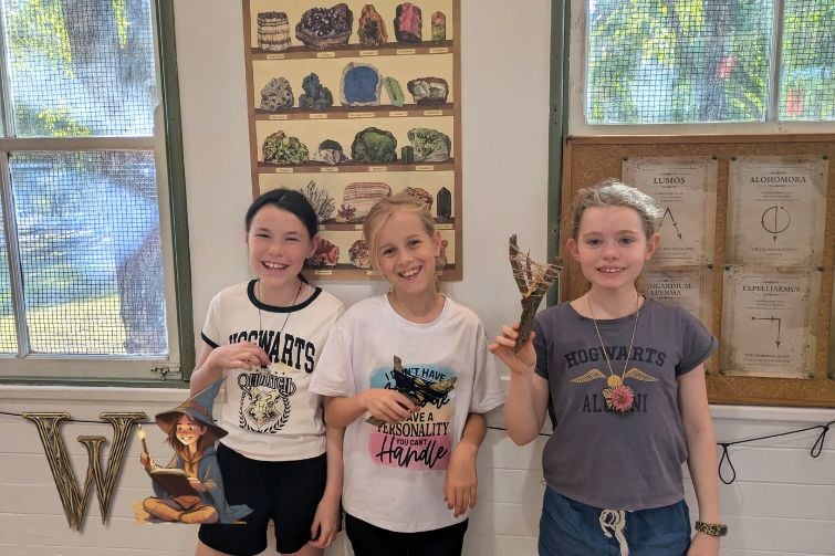 Wattlebrush School of Bushcraft and Wizardry smiling group.