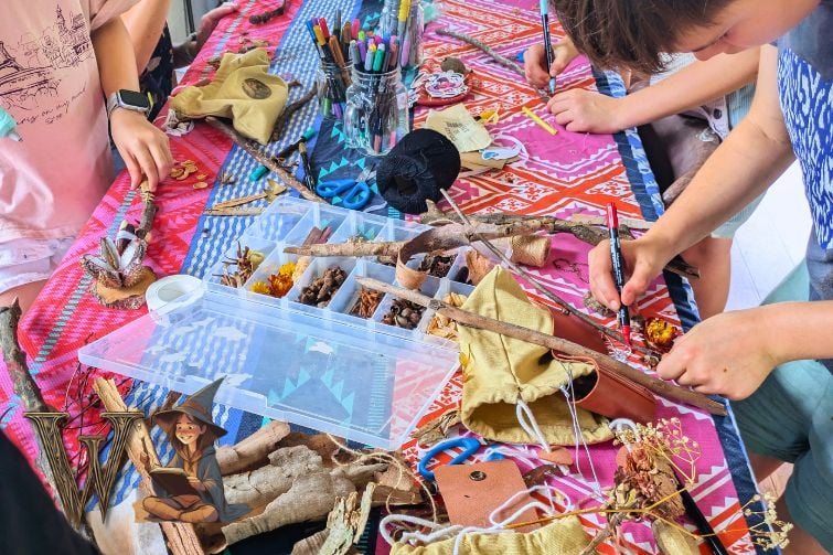 Wattlebrush School of Bushcraft and Wizardry wand making.