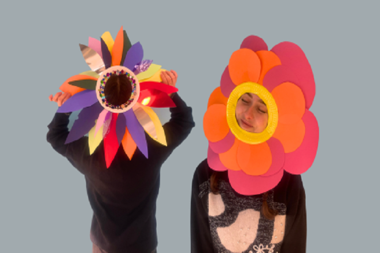 Flower masks and party hats - Pine Rivers Art Gallery