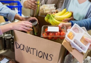 Box of food donations.