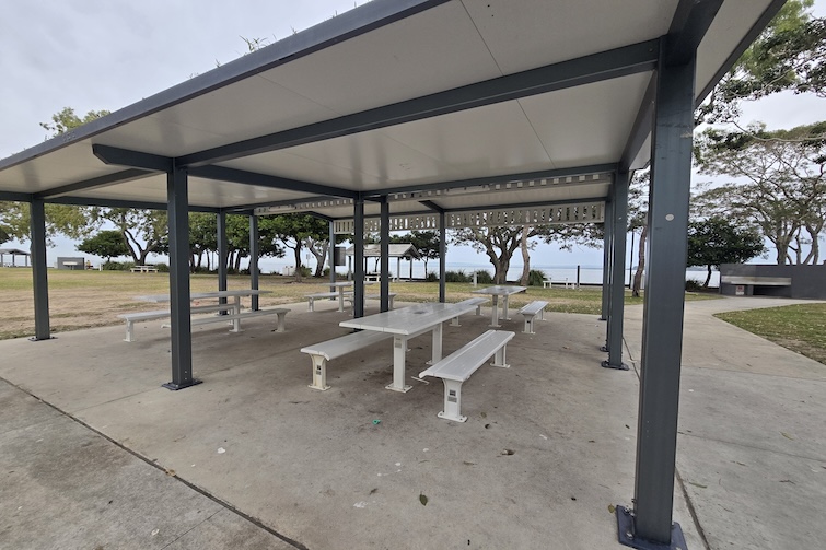 Picnic shelters at Brennan Park.