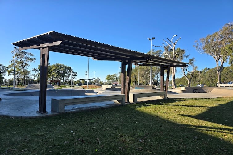 Covered seating area at Deception Bay Skate Park and Pump Track.