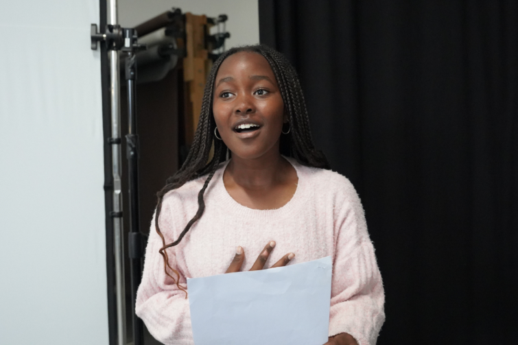 Talent Company of Australia student rehearsing with script.
