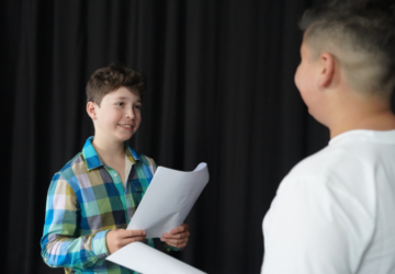 Talent Company of Australia young students rehearsing lines.