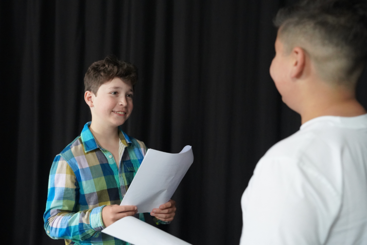 Talent Company of Australia young students rehearsing lines.