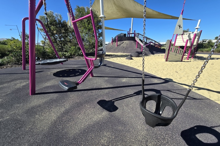 Swings at the Whale Park in Aura.