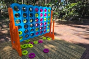 Connect Four lawn games at Kumbartcho Sanctuary.