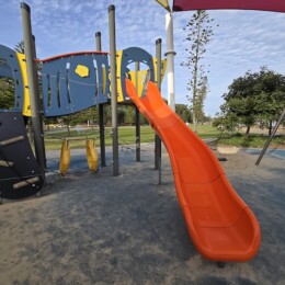 Slide in the playground beside Redcliffe Parkour Park.