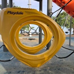 Climbing rings at playground beside Redcliffe Parkour Park.
