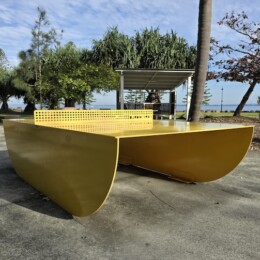 Table tennis table beside Redcliffe Parkour Park.