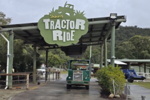 Shaun's tractor ride at Paradise Country.