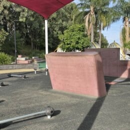 Walls and bars at Redcliffe Parkour Park.