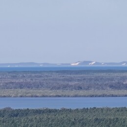 Views of Moreton Island from Wild Horse Mountain Lookout.