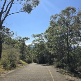 Pathway and blue sky to Wild Horse Mountain Lookout.