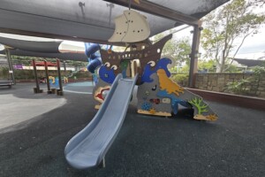 Slide and toddler play fort at Westfield North Lakes play area.