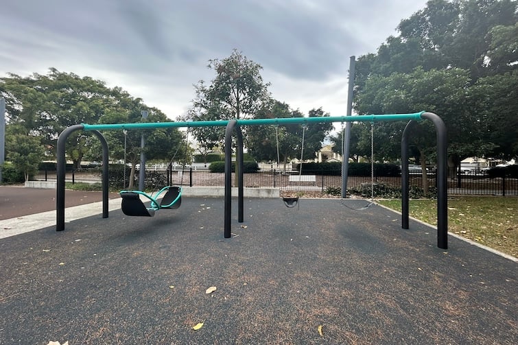 Bank of swings at Ascot Park.