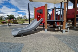 Toddler slide at Flagstone Adventure Playground.