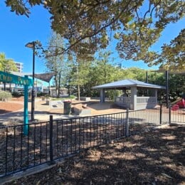 Fenced playground at Scarborough Beach Park.