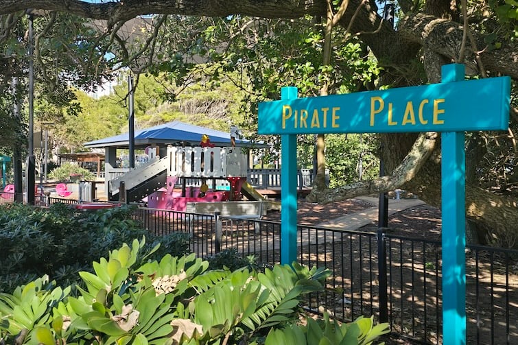 Pirate Place sign at Scarborough Beach Park.
