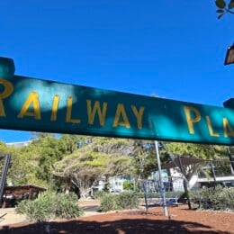 Railway Place sign at Scarborough Beach Park.
