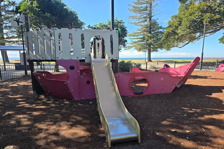 Boat fort and slide at Scarborough Beach Park.
