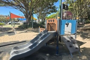 Slide in playground at Settlement Cove Lagoon in Redcliffe.