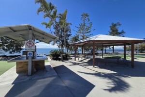 BBQ and picnic facilities lat Settlement Cove Lagoon in Redcliffe.