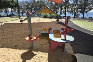Sandplay at the playground at Settlement Cove Lagoon in Redcliffe.