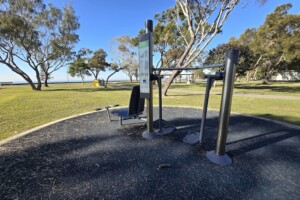 Outdoor fitness equipment at Decker Park.