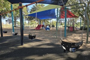 Bank of swings at Decker Park.