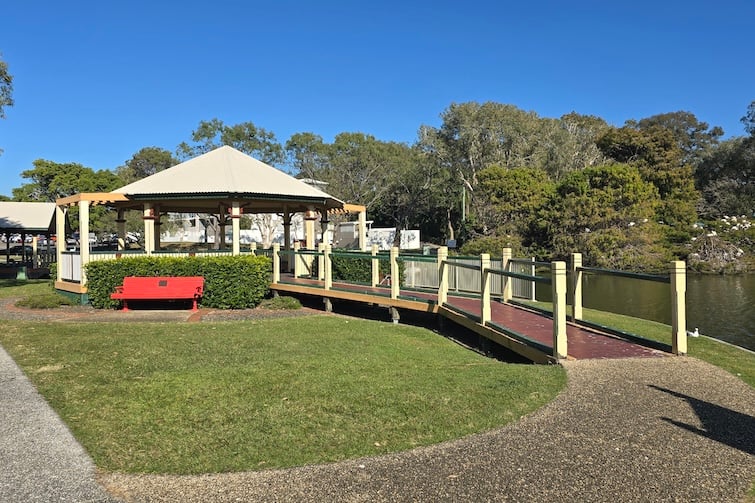 Rotunda by the lagoon at Einbunpin Lagoon Parklands at Sandgate.