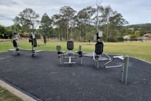 Outdoor exercise equipment at Upper Kedron Recreation Reserve.