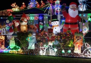Lots of lights and inflatables at 32 Cottonwood Street in Caboolture.