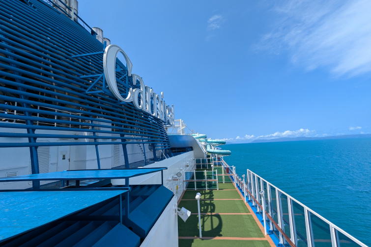 Carnival Cruise Carnival Encounter top deck view to sea.