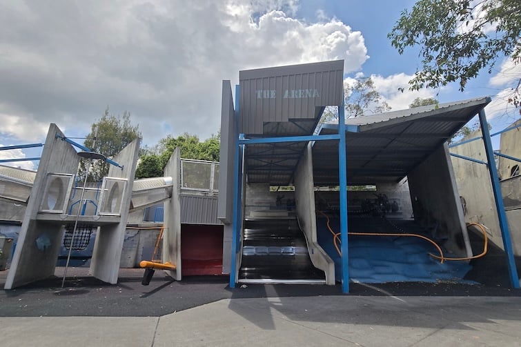 Industrial looking playground at Frew Park.