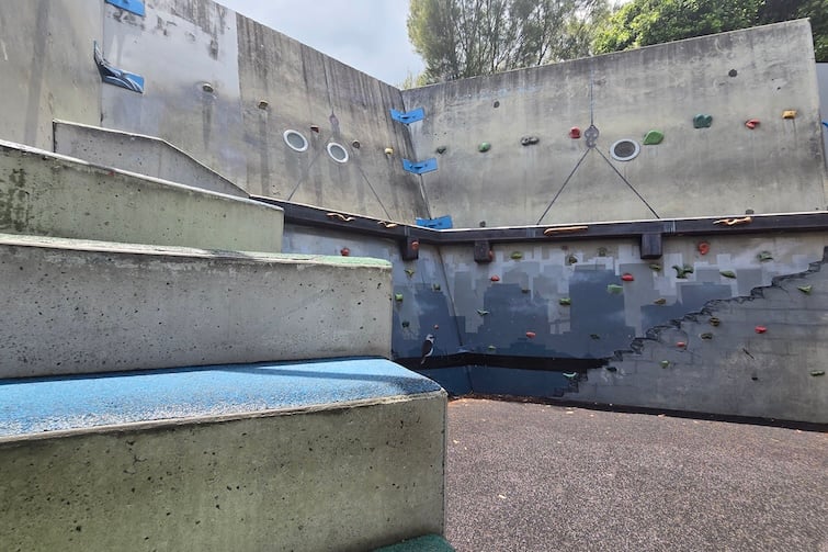 Climbing wall at Frew Park.