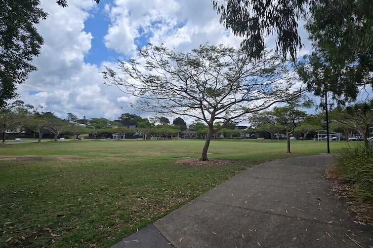 Pathway beside grassed area at Frew Park.