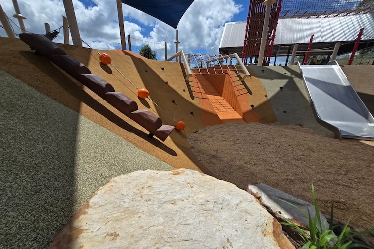 Embankment climbing opportunities at Glider Park in Morayfield.