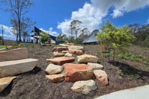 Rock stairway at Glider Park in Morayfield.