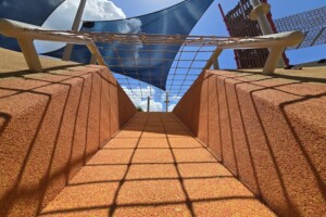 Tunnel and climbing net at Glider Park in Morayfield.