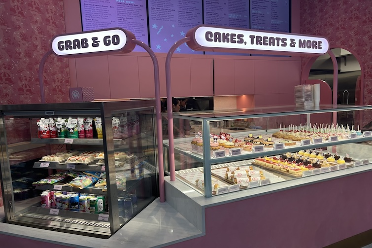 Grab and Go and Cakes, Treats and More counter at Hello Kitty and Friends Cafe on the Gold Coast.